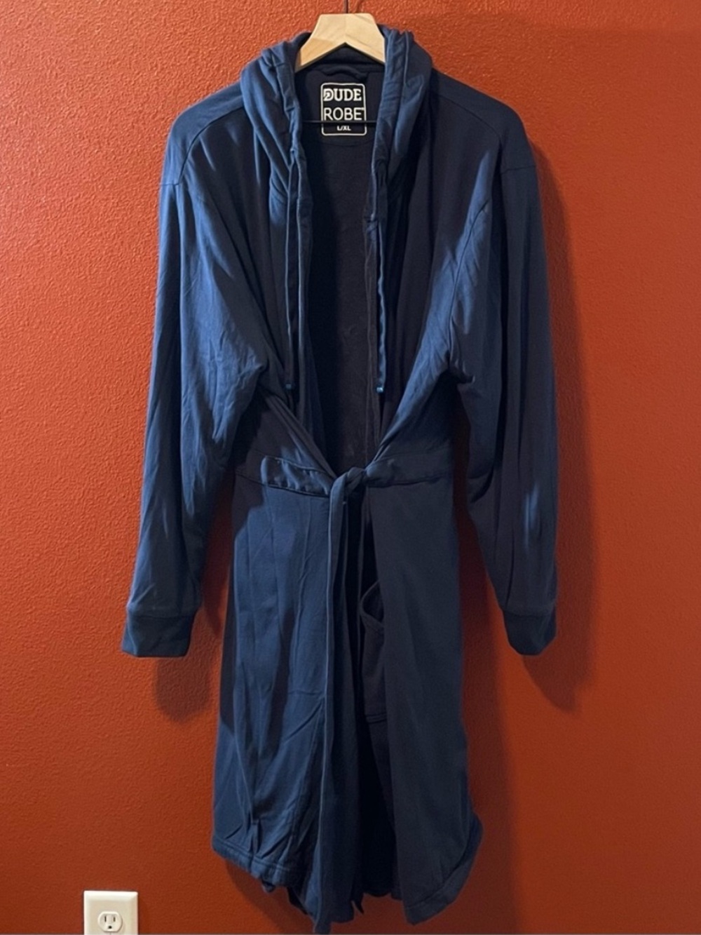 Dude Robe Men’s Navy Hooded Terry cotton Strap ASO Shark Tank Bathrobe